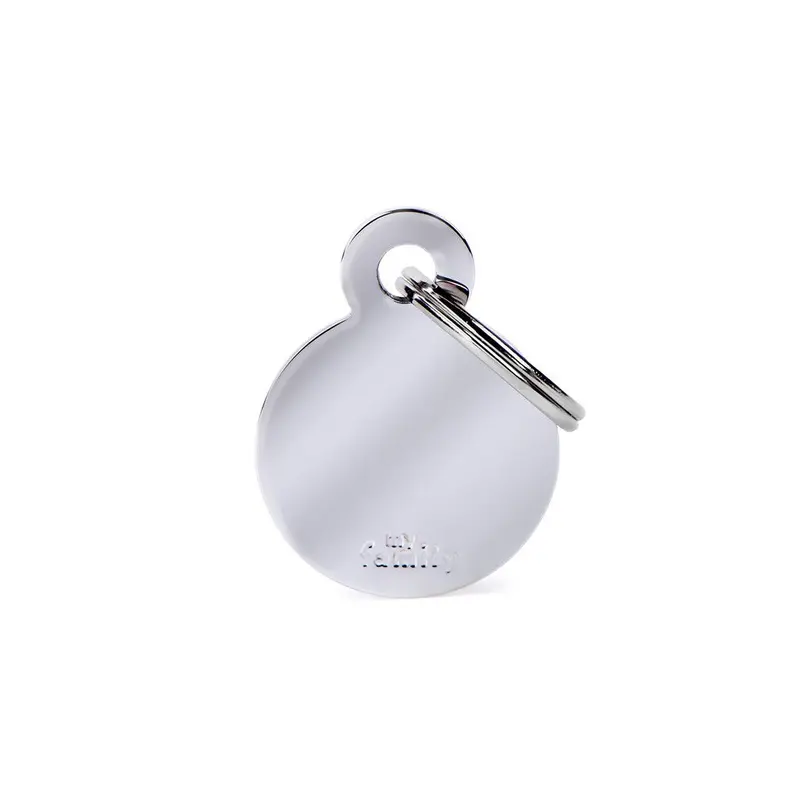 My Family ID Basic Small Circle ID Tag in Chrome-Plated Brass