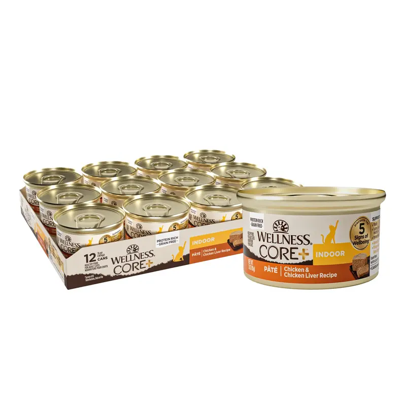Wellness CORE+ Grain Free Canned Cat Food Chicken & Chicken Liver Indoor Recipe 3ozs