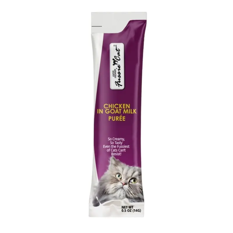 Fussie Cat Chicken in Goat Milk Puree Cat Treats 4Pk