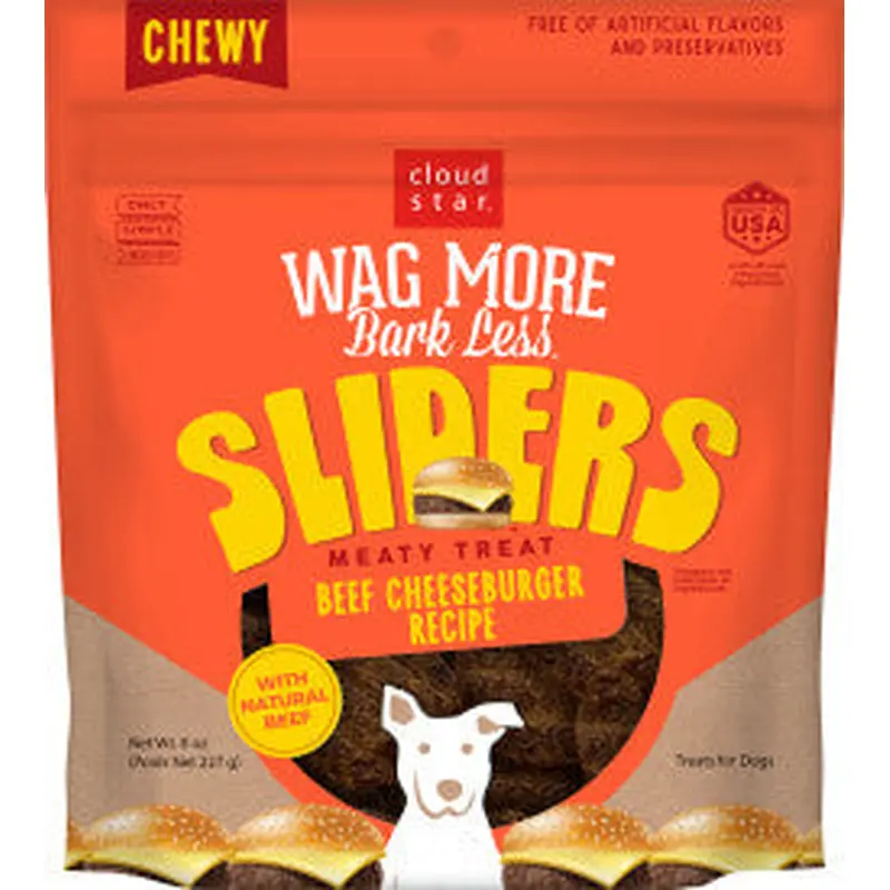 Cloud Star Wag More Bark Less Sliders Dog Treats, Beef Cheeseburger 8 oz. Bag
