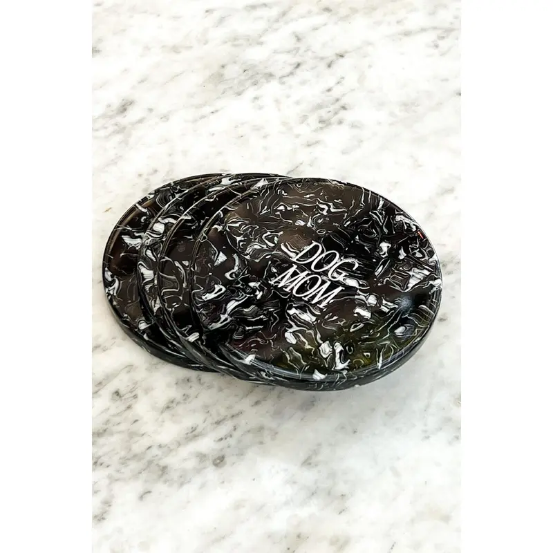 Dog Mom Coaster - Black Marble