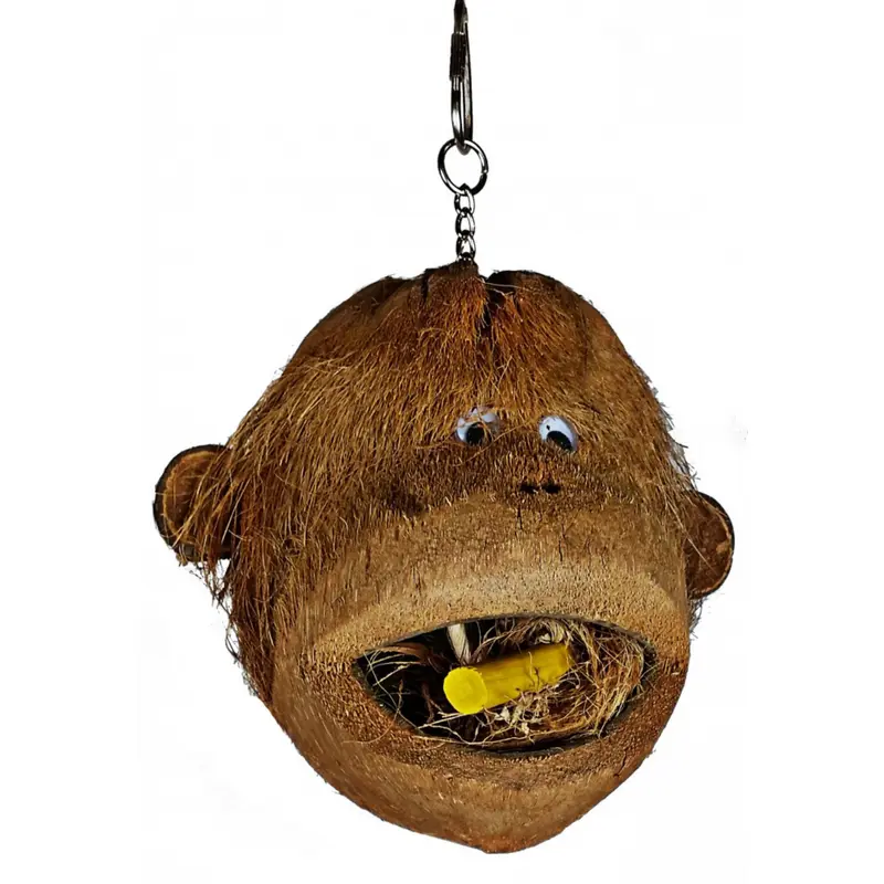 A & E Happy Beaks Coco Monkey Head Bird Toy Bird Cage Accessory