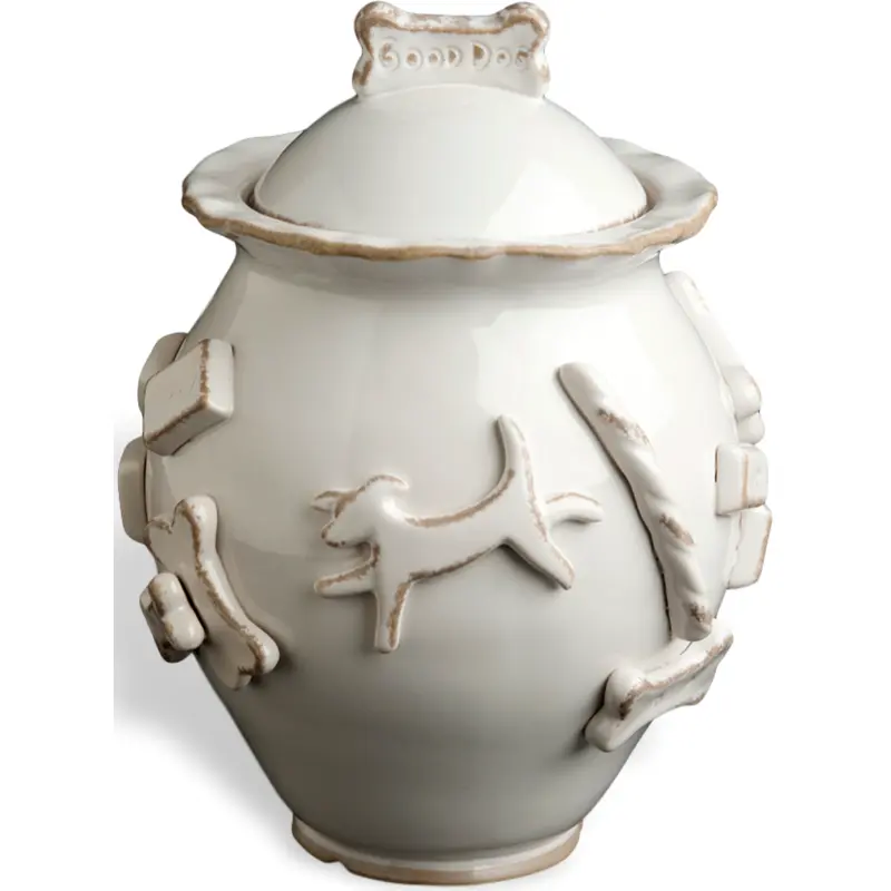 Dog Treat Jar - French White