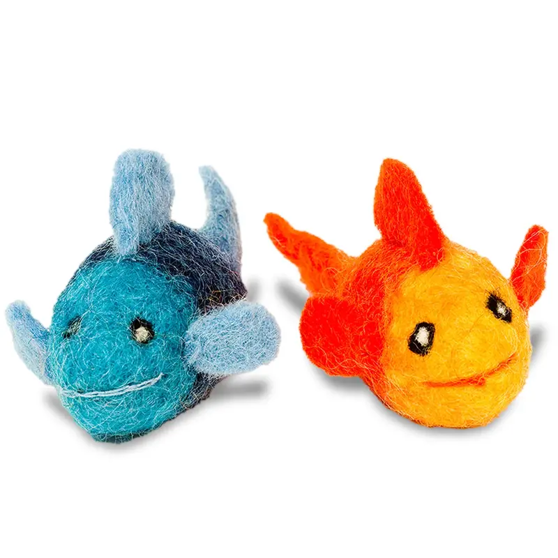 Karma Cat Fish Wool Cat Toys 2 pk