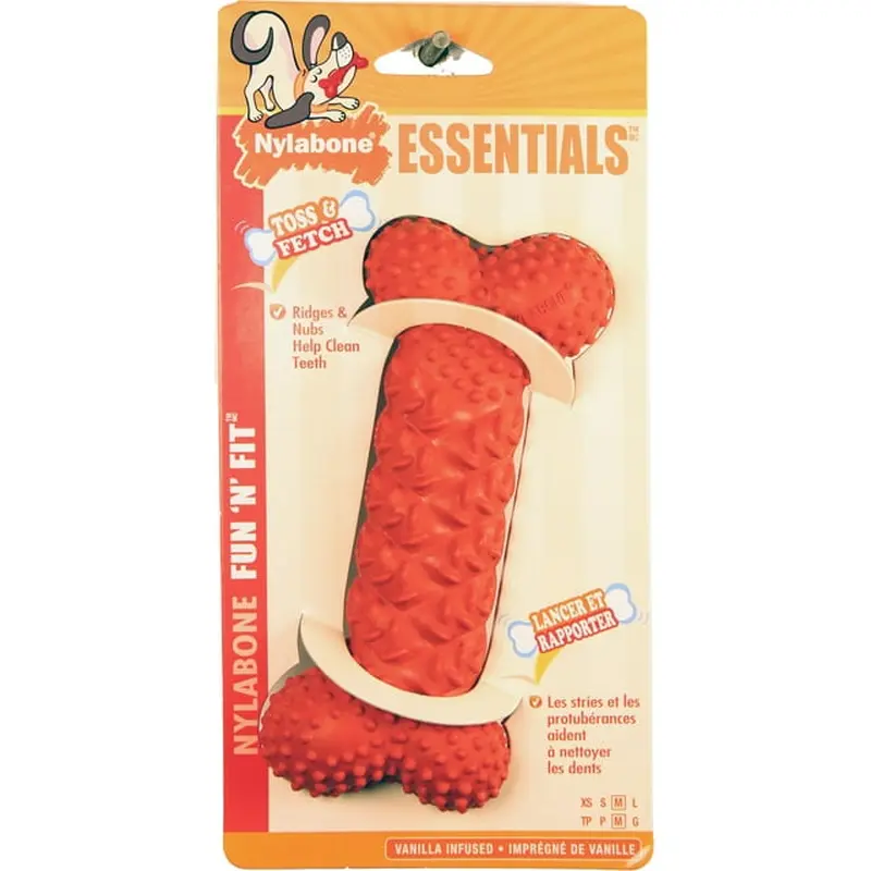 Nylabone Essentials Strong Chew Toss and Fetch Vanilla Bone Medium Dog Toy