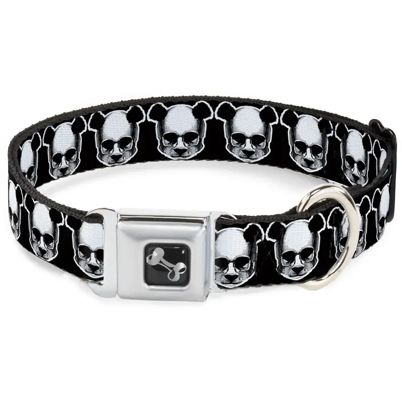 Dog Bone Seatbelt Buckle Collar - Panda Skulls