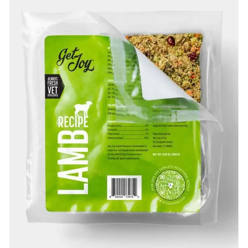 Get Joy Lamb Gently Cooked Fresh Frozen Dog Food Patty