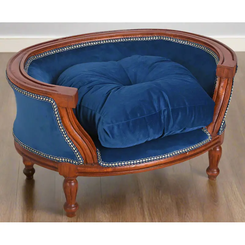Elegant French-Style Pet Bed Blue
