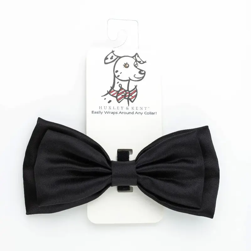 Huxley & Kent Bow Tie Black Satin For Dogs Large