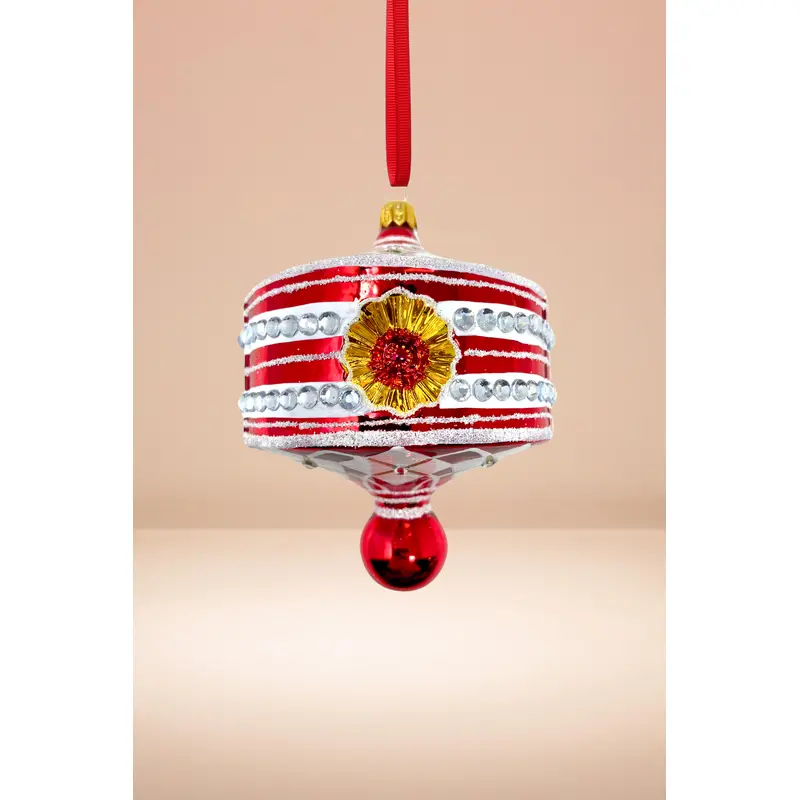 Red Harlequin Lantern Glass Ornament