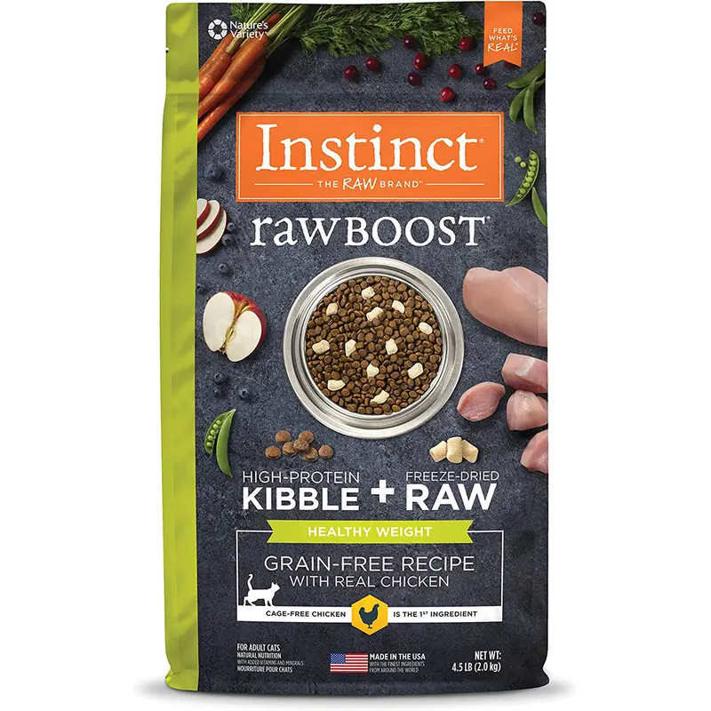 Instinct Raw Boost Healthy Weight Raw + Kibble Dry Cat Food - Chicken - 4.5lb Bag