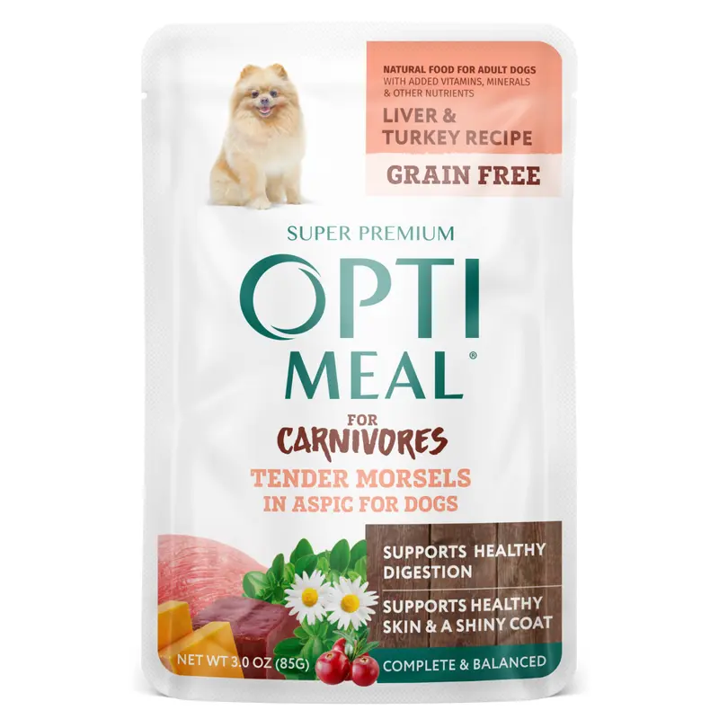 Optimeal Tender Morsels 3oz Grain Free Dog Pouch Liver Turkey