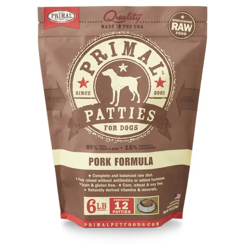 Primal Dog Raw Pork Patties 6 lb