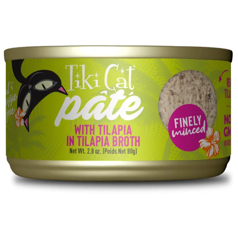 Tiki Cat Luau Pt Wet Cat Food, Tilapia, 2.8 oz. Can