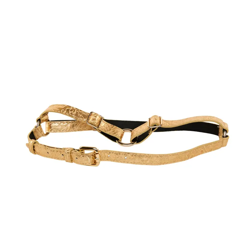 Gold Floral Embossed Italian Leather Harnesses