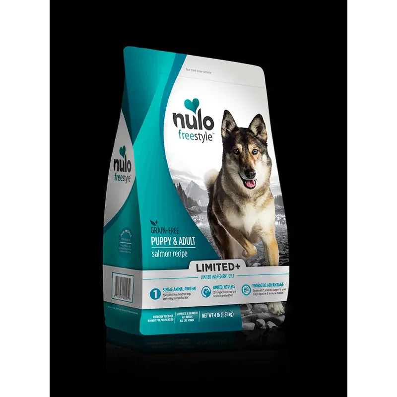 Nulo FreeStyle Puppy/Dog Limited+ Grain Free Dry Dog Food - Salmon, 4lb Bag