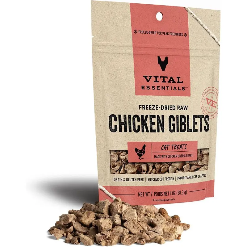 Vital Essentials Cat Freeze Dried Chicken Giblets 1 oz.