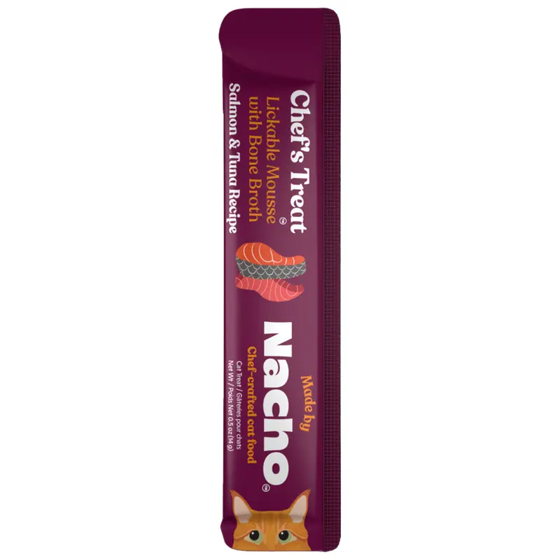 Nacho Lickable Mousse Cat Treat Salmon & Tuna Recipe .5oz