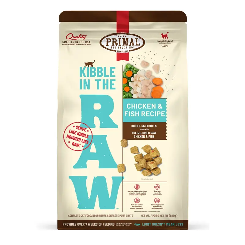 Primal Kibble In The Raw | Feline Chicken & Fish 4 lb