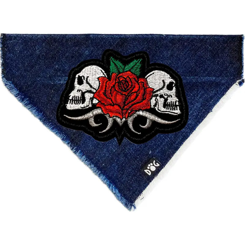 Skulls & Rose Denim Bandana