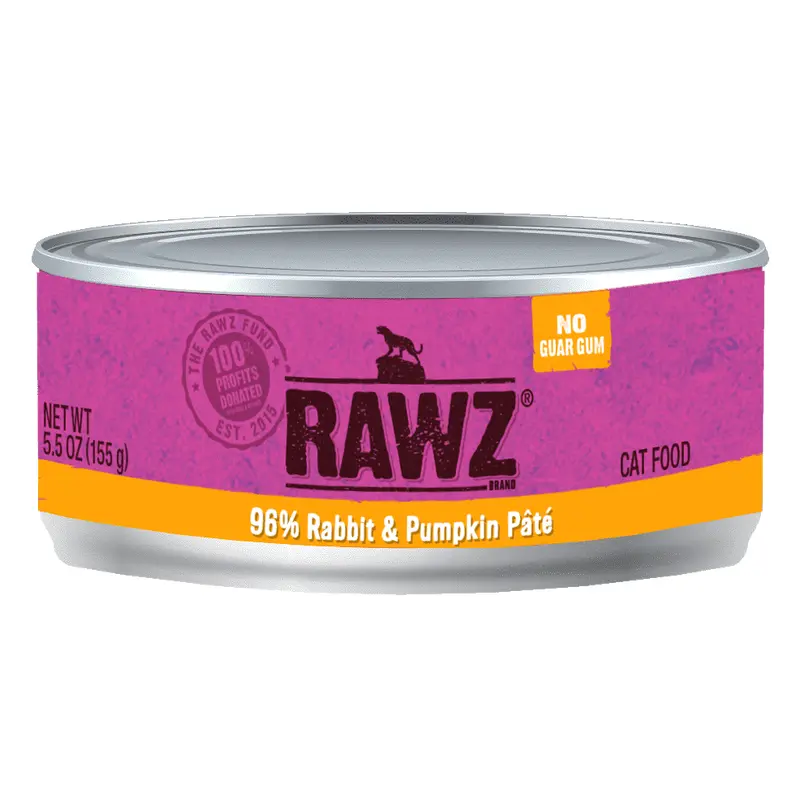 Raws Wet Cat Food 5.5oz Pate 96% Rabbit and Pumpkin