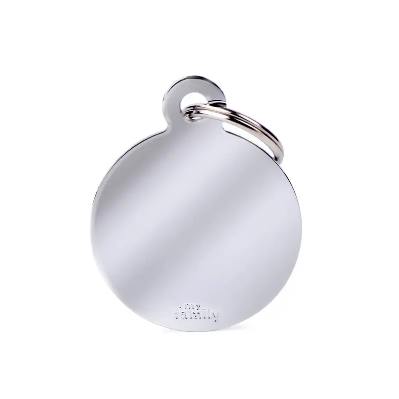 My Family ID Basic Big Circle ID Tag in Chrome-Plated Brass