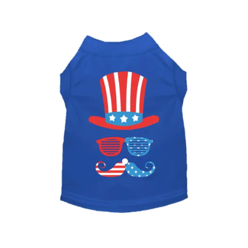 Uncle Sam Style Tee  Blue Patriotic Dog Shirt