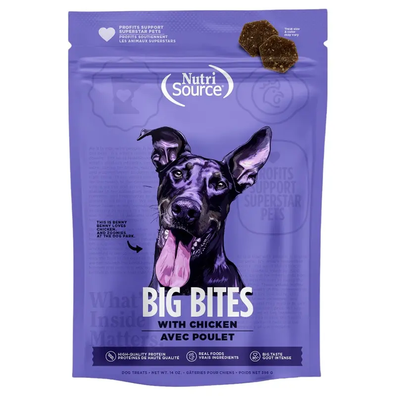 NutriSource Chicken Big Bites High-Quality Protein Dog Treats 14oz