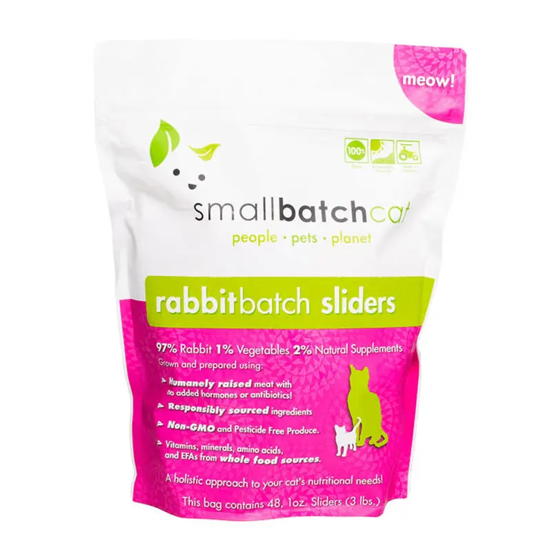 Small Batch 3lb Frozen Rabbit Sliders Cat Food