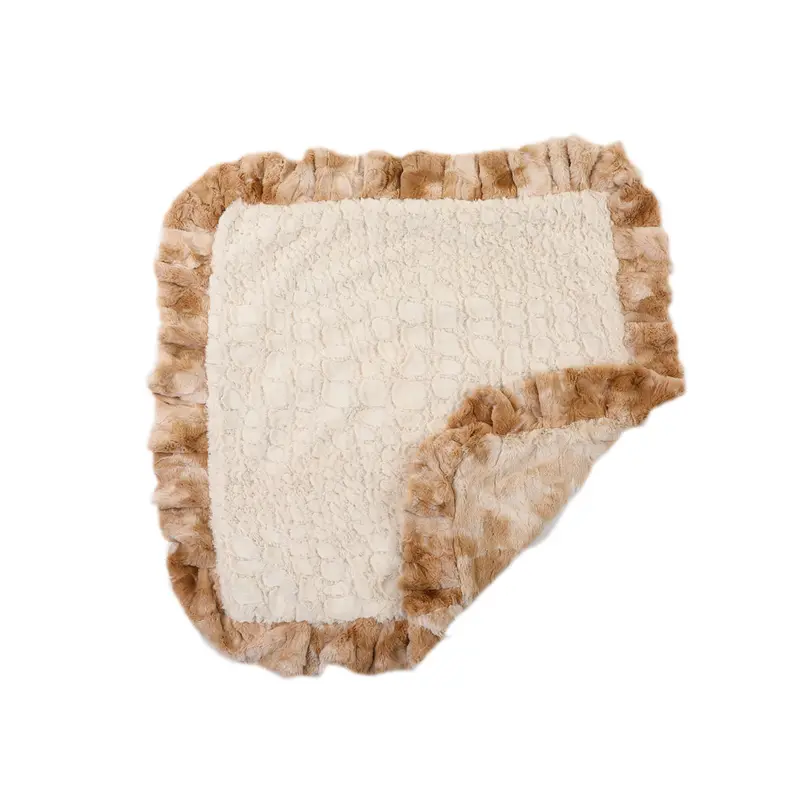 Beige Rabbit with Cream Crocodile Blanket