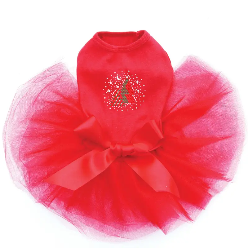 Red & Green Christmas Trees with Austrian crystal Snowflakes  - Custom Tutu