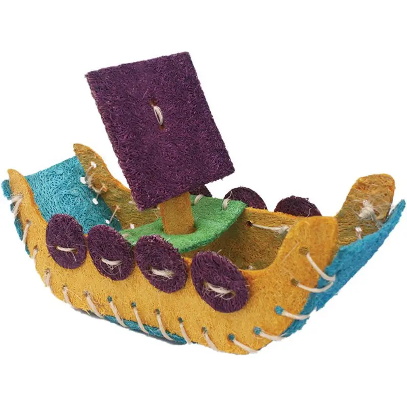 A & E Nibbles Loofah Boat Small Animal Toy