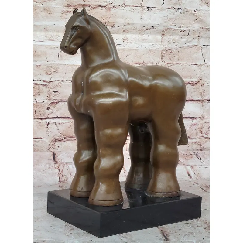 Fernando Botero Trojan Horse Abstract Bronze Statue Sculpture on Marble Base