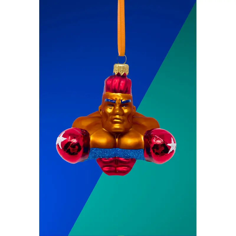 Knockout Boxer Glass Christmas Ornament (Tyson)