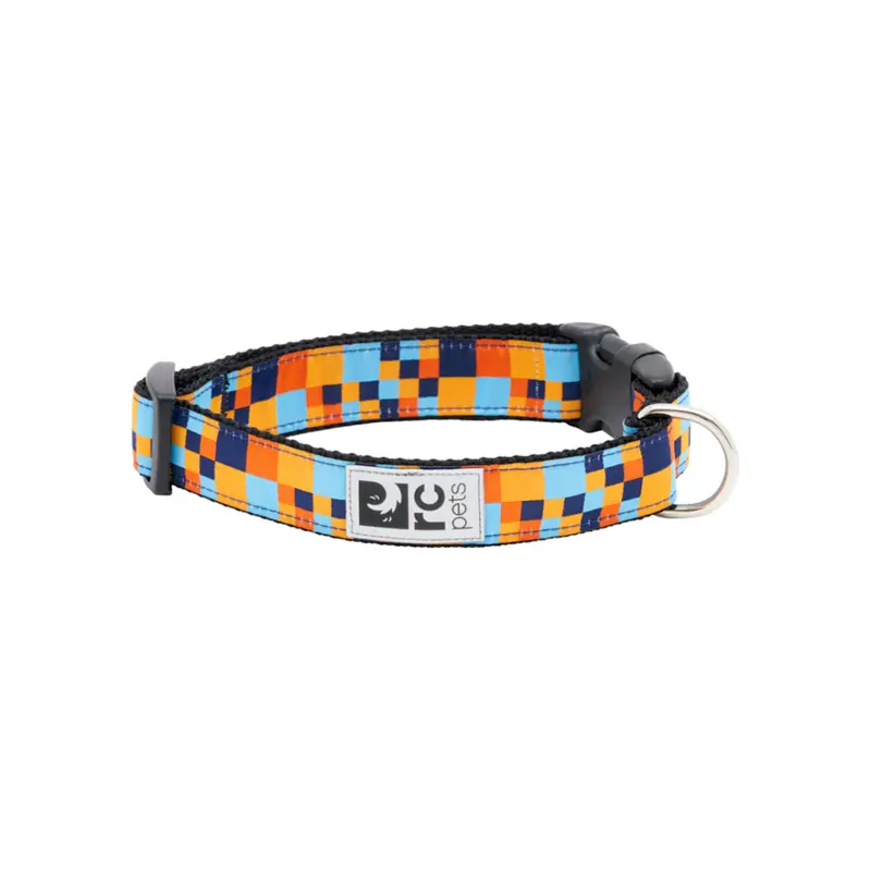 RC PET Dog Clip Collar, M, Pixel Blue, 1"/ 12"-20"