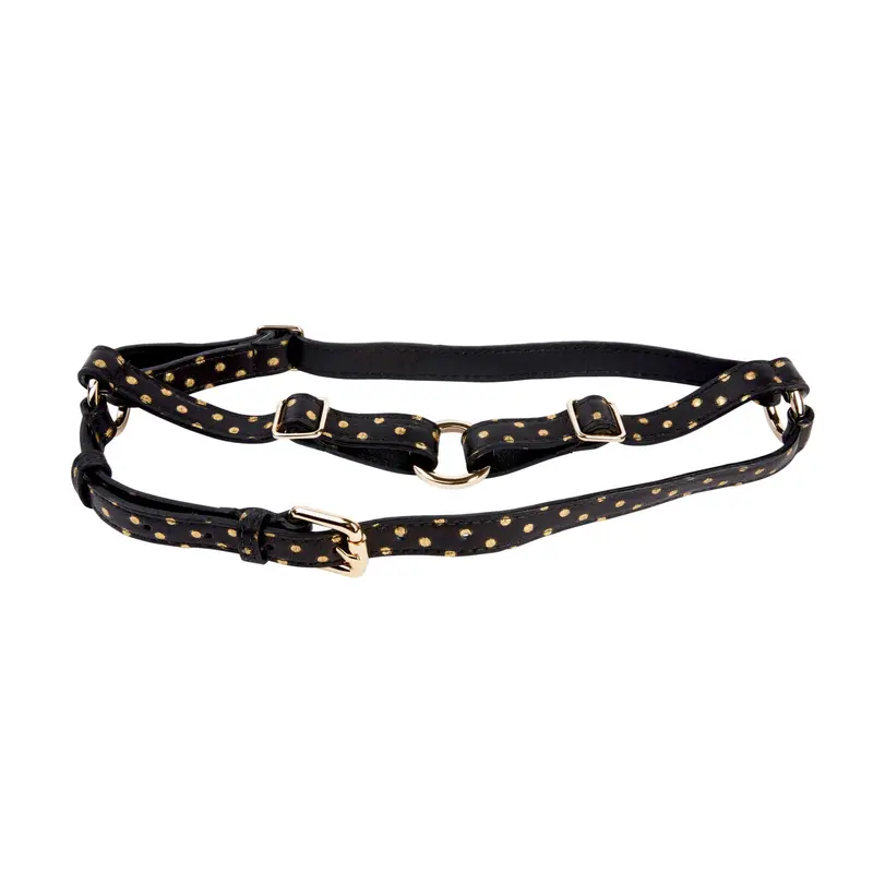 Black & Gold Polka Dot Italian Leather Harness