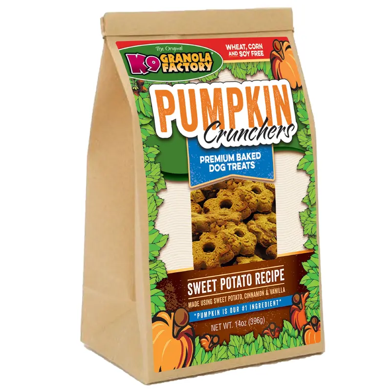 K9 Granola Factory Pumpkin Crunchers, Sweet Potato Recipe Dog Treats (14oz)