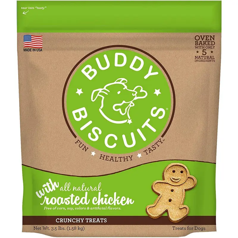 Buddy Biscuits Healthy Whole Grain Roasted Chicken Oven Baked Dog Treats 3.5lb