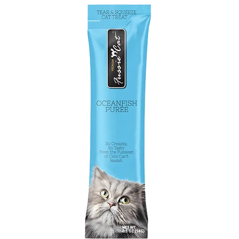 Fussie Cat Puree Lickable Cat Treats - Ocean Fish Variety Pack - 10 Flavors 50ct