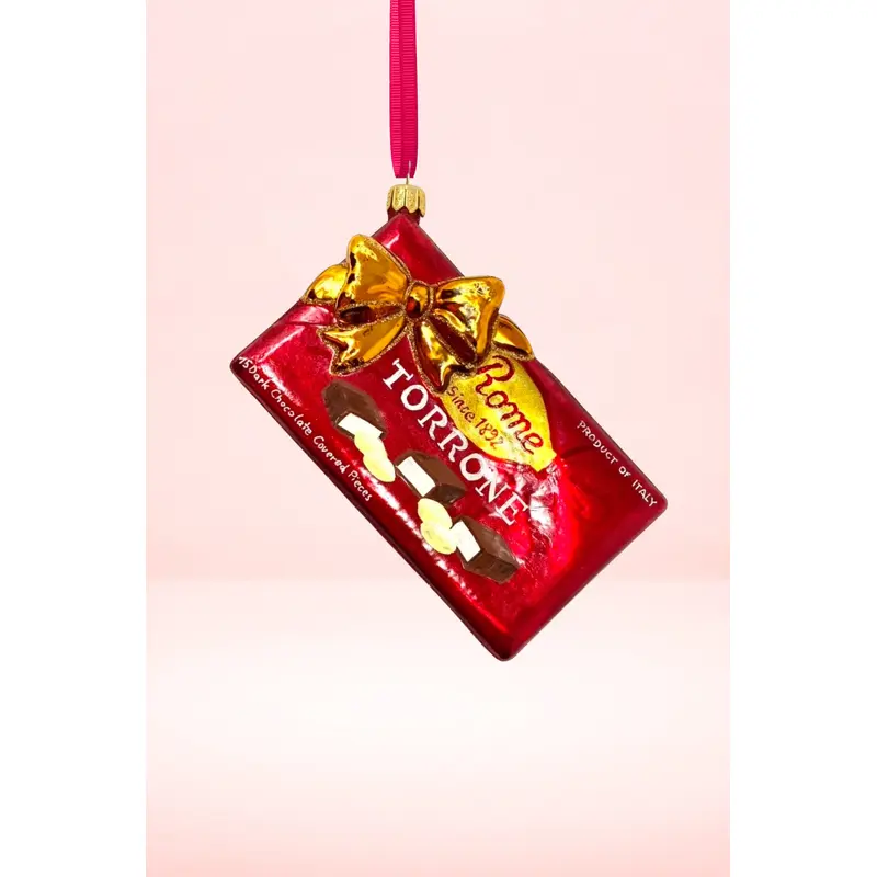 Red Torrone Candy Box Polish Glass Ornament