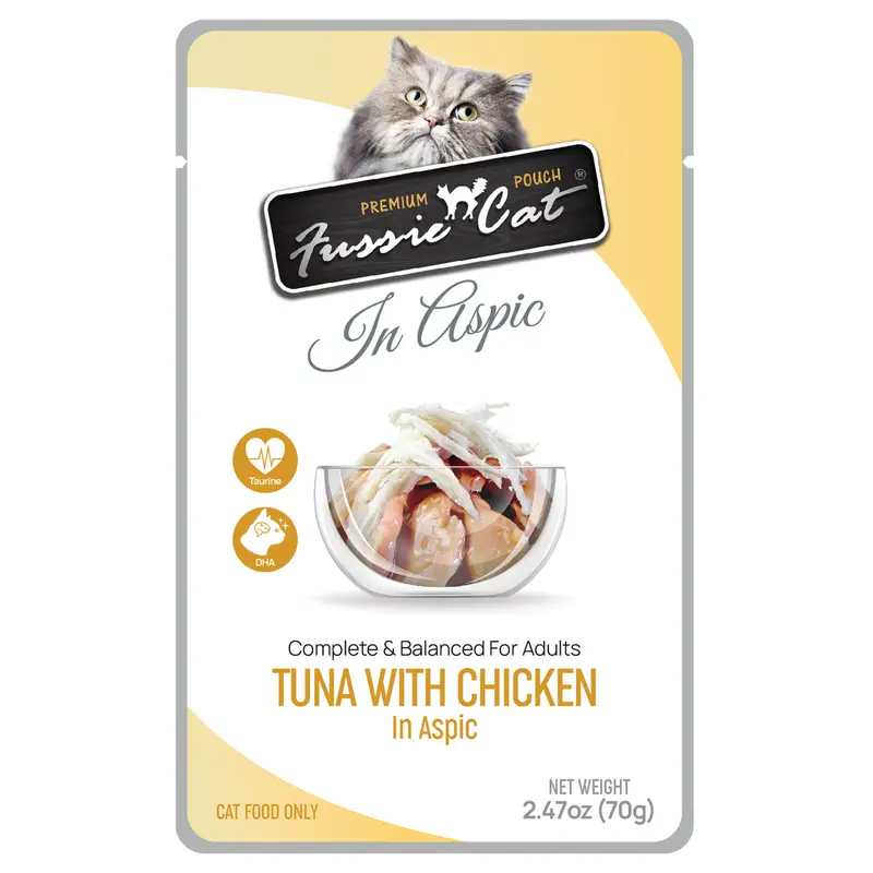 Fussie Cat Premium Tuna w/Chicken in Aspic Pouch 2.47oz