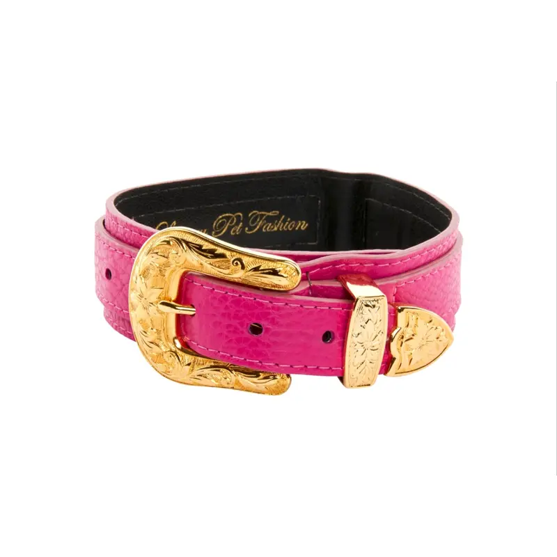Fuchsia Italian Leather With Custom Gold Western Floral Hardware